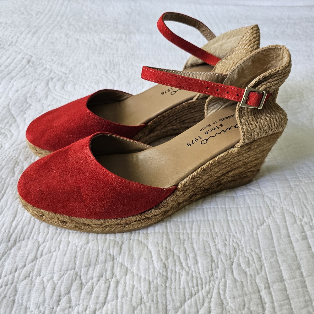 Gaimo Red Espadrille Wedge Sandals